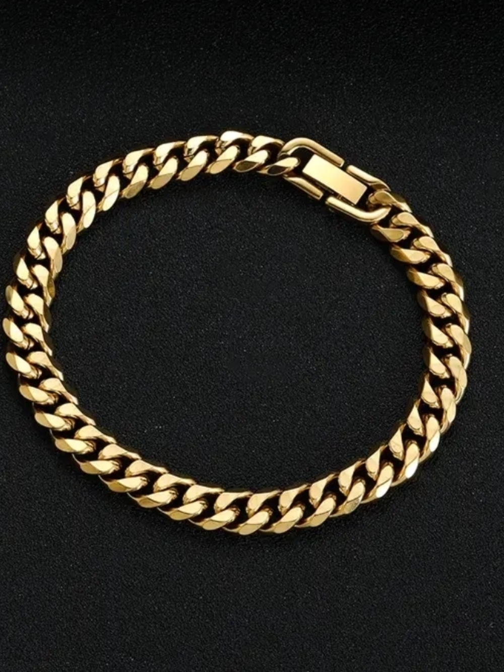 Unisex Stainless Steel Cuban Link Bracelet - 8mm, Gold